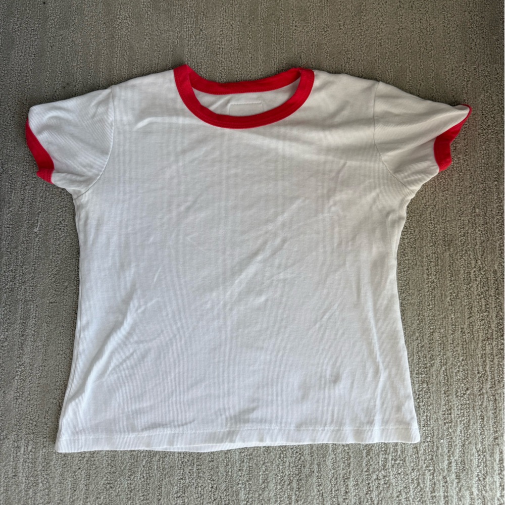 Daily Drills Red and White Ringer Tee